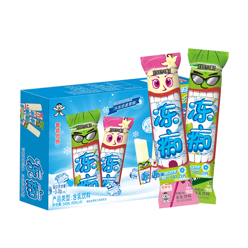 旺旺冻痴 香草味85ml*2+椰奶味85ml*2 夏季休闲零食