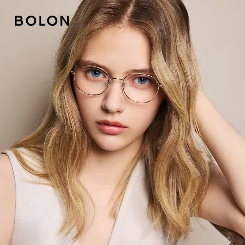 暴龙（BOLON）近视眼镜框 文艺简约圆框钛合金大框眼镜架 BA7003 精选 B30-玫瑰金色 此项仅单框-镜框支持试戴