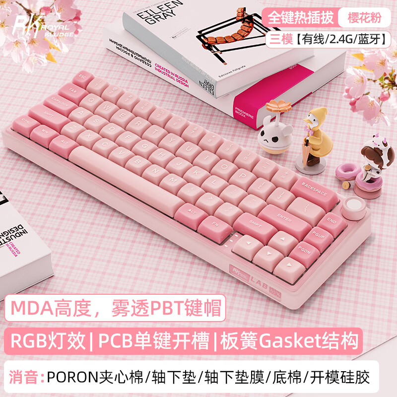 RK R65��ģ���ƻ���е��������2.4G��������RGB��Я�Ȳ��Gasket�ṹ���Ե羺��Ϸӣ����������V2 174Ԫ