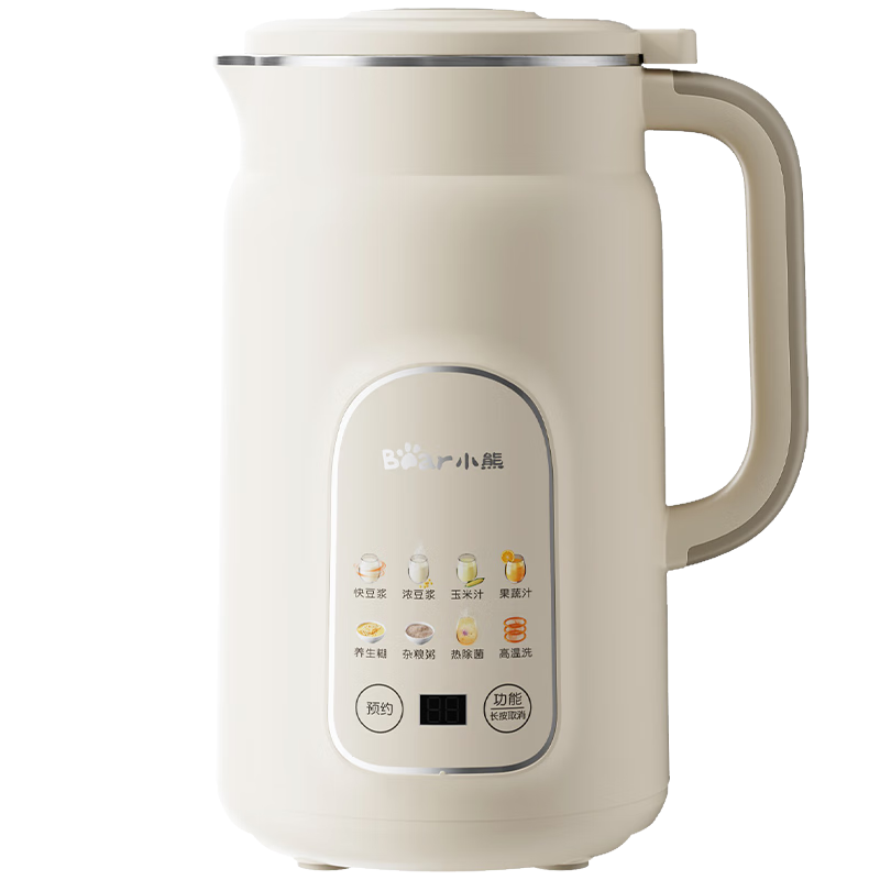 小熊（Bear）白月光豆浆机破壁机家用1L快豆浆大容量3-4人用全自动免煮2025新款多功能免过滤一键清洗DJJ-H08C1