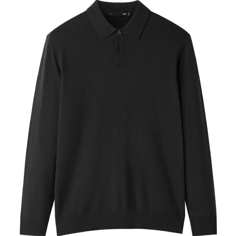 海澜之家（HLA）羊毛衫男25新款轻商务经典系列翻领毛衣秋季 黑色98 L 175/92A 推荐137~150斤