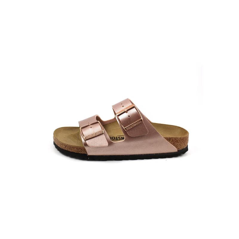 BIRKENSTOCK女士銅色真皮搭扣平底涼拖一字拖透氣舒適百搭拖鞋 copper 36