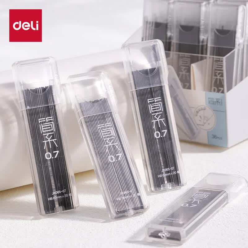 得力（deli）简系自动铅笔替芯0.7mm/HB 学生文具活动铅笔铅芯 办公书写签字 20根/盒 JX065-07
