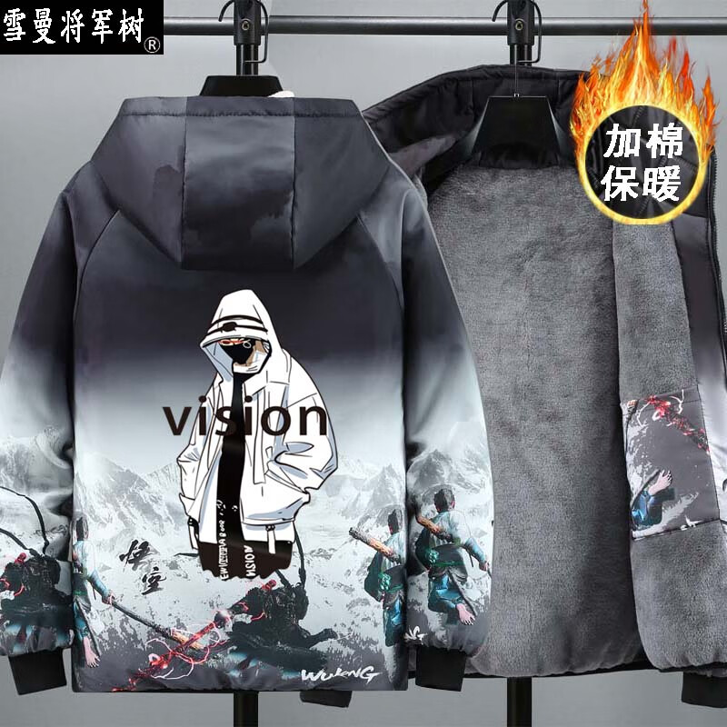 雪曼将军树棉衣男加厚棉服男冬季外套男学生2025新款高级感痞帅加绒棉袄 男神黑色 S 适合60-80斤