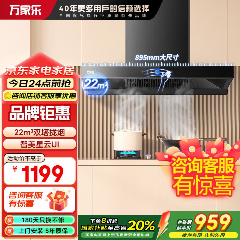 万家乐（Macro）欧式顶吸抽油烟机 22立方大吸力双拢烟双进风系统直吸瞬净不跑烟 挥手感应智旋爆风洗 CXW-300-T4R1单烟机顶吸【自动清洗】