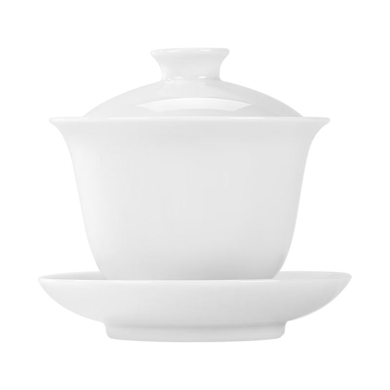 景德鎮(jdz)陶瓷茶具高白瓷純色三才蓋碗家用辦公泡茶杯茶碗高檔禮物送人琉璃