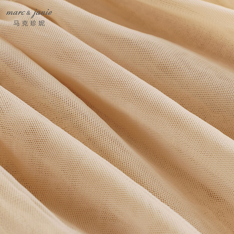 马克珍妮女童网纱短裙半身裙蛋糕裙儿童新年红裙子秋冬新款241080 驼色 100