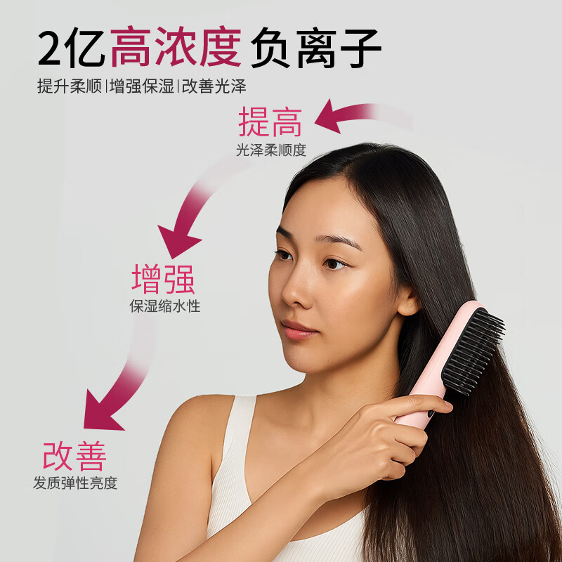 hadewell 哈蒂维娅负离子无线直发梳便携护发拉直直发神器充电动不伤发直卷内扣高颅顶两用家用便携迷你造型直板夹 标配套餐-【蔷薇粉】-顺丰速发-30天免费试用
