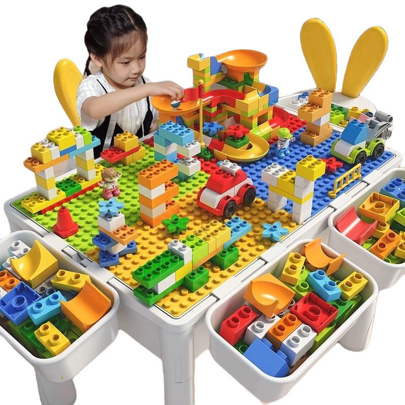MAIGEMENG 麦格萌 儿童积木桌玩具 特大桌+1椅+500大颗粒+4增高收纳