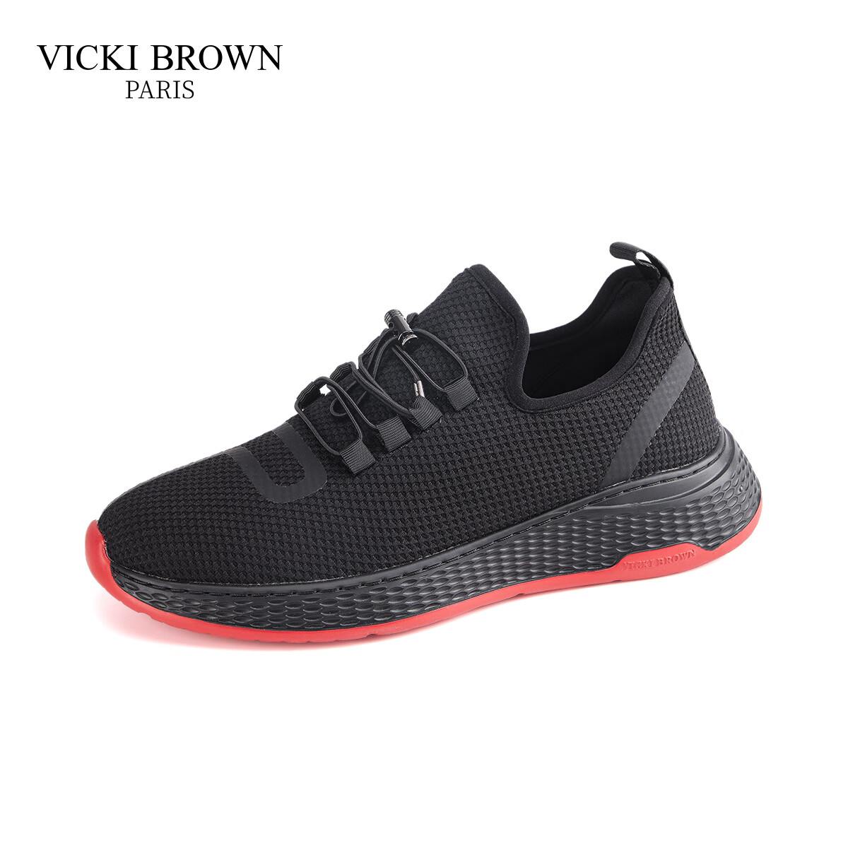 未毕（VICKI BROWN）法国品牌VB男鞋【健走系列】通勤防滑户外休闲鞋男舒适透气网面鞋 黑红 43
