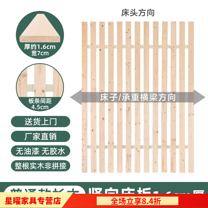 何健弓折疊床板折疊杉木床板松木實(shí)木鋪板墊片榻榻米防潮排骨架子加密木 豎向-香杉木-1.6厚純實(shí)木 2000X2200
