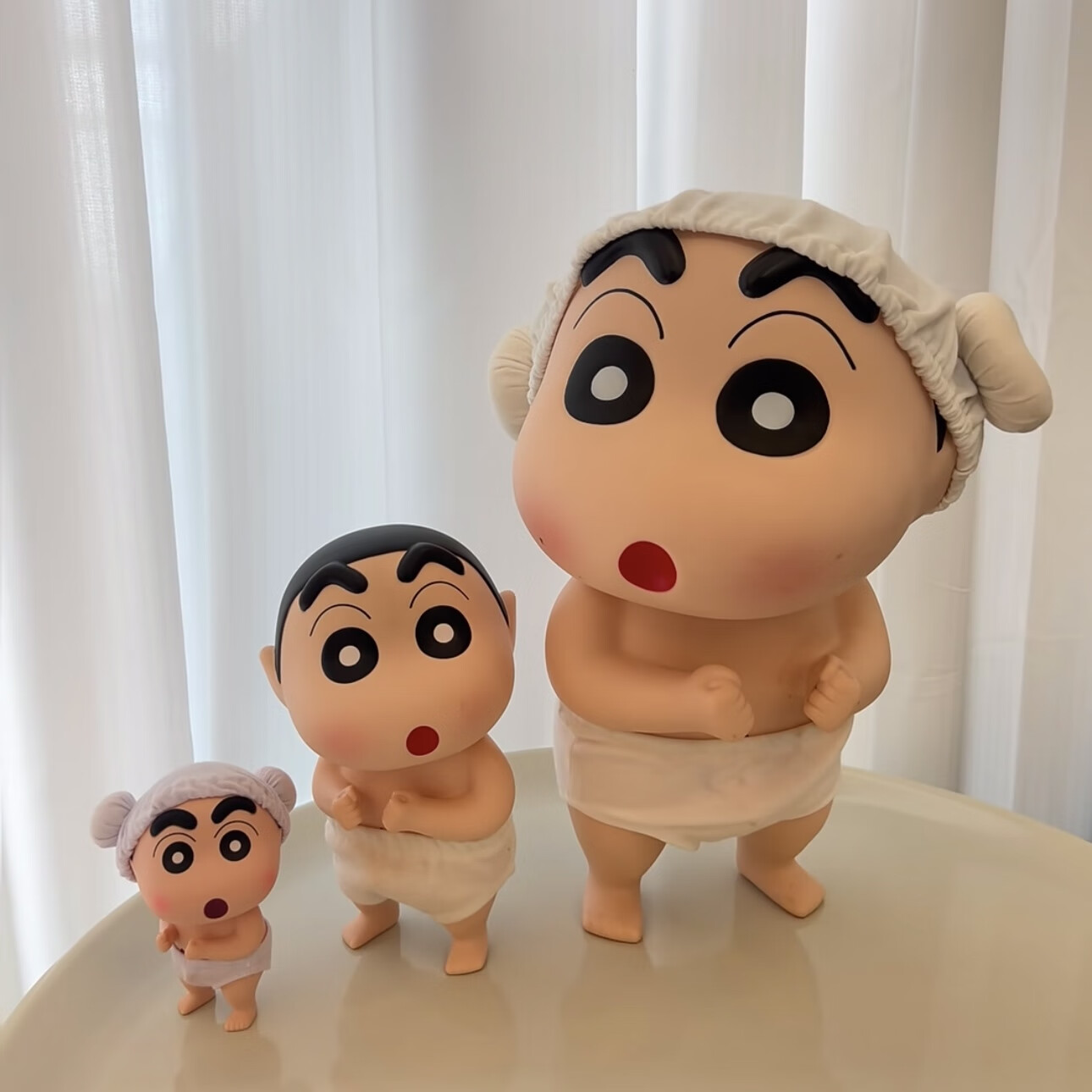 拉布布蜡笔小新洗澡雨衣顶正版潮玩手办桌面摆件动漫周边生日礼物 洗澡小新大中小【顶配版共三只】 京东折扣/优惠券