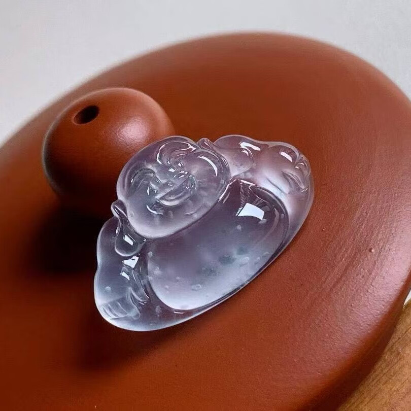 一石一刻a货缅甸翡翠玻璃种木那飘花佛公飘花灵动漂亮底子水润起胶