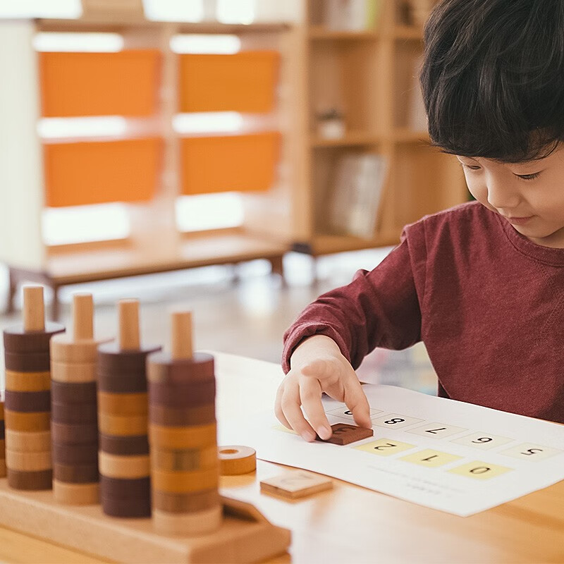 soopsori韩国数字积木早教玩具木制儿童启蒙益智套柱计数器计算架教具新年礼物