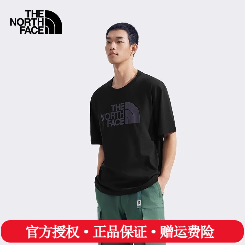 The North Face北面短袖T恤男女同款25春夏新款户外运动休闲纯棉圆领半袖8D7X JK3/宇宙黑 M /170/92A