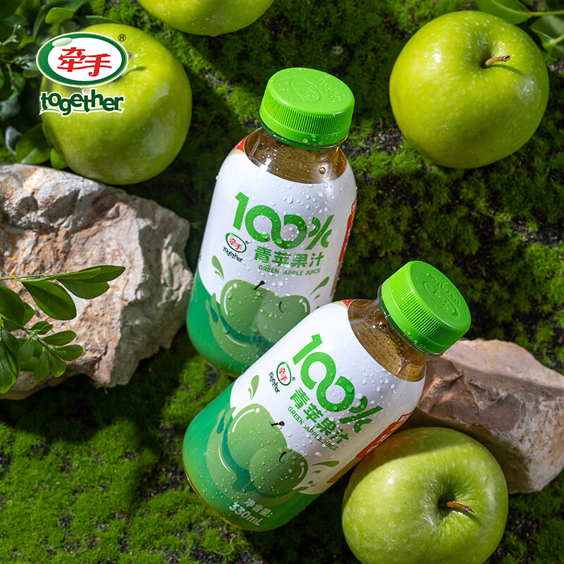 牵手100%青苹果汁瓶装330ml*1瓶/*6瓶/*15瓶 青苹果汁330ml*6