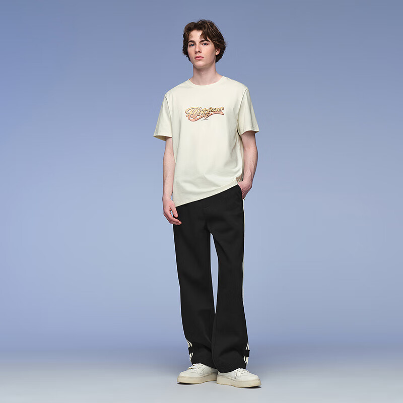 HLA海澜之家旗下黑鲸短袖T恤男25年圆领套头衫短t