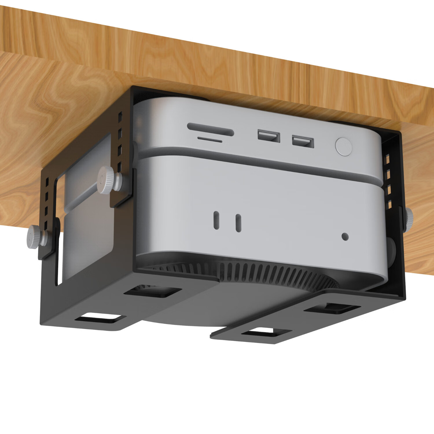 美易支笔记本小型电脑macmini主机路由器电视盒子桌下金属收纳支架NUC小米主机M4拓展坞 黑色4.5-8.3cm可调节高度DLT-02