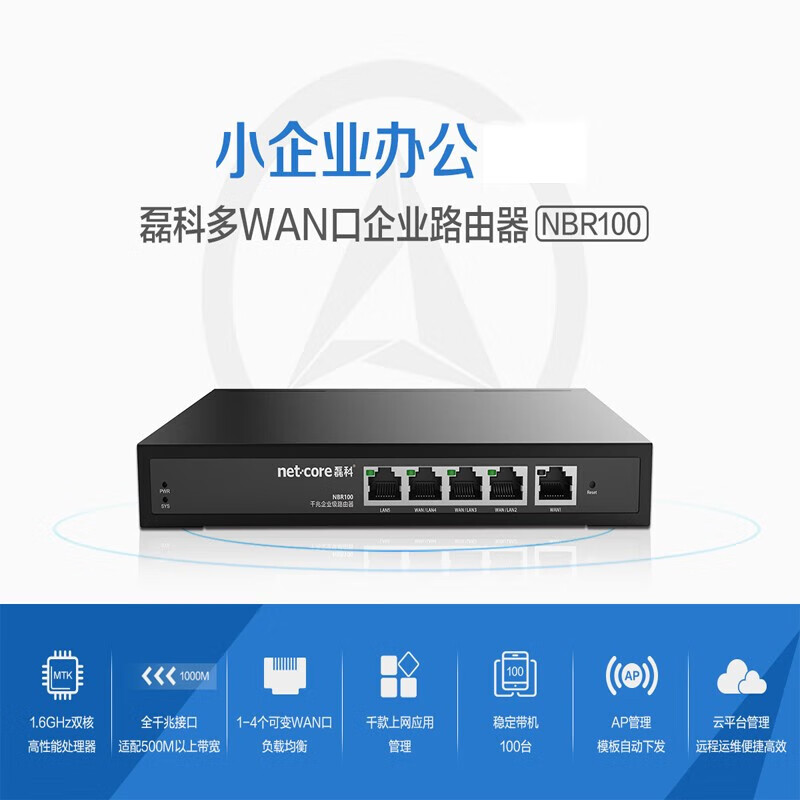 磊科全千兆多WAN有线路由器上网行为智能云台管理适用500M升级PPPOE认证 NBR100（带机量100台