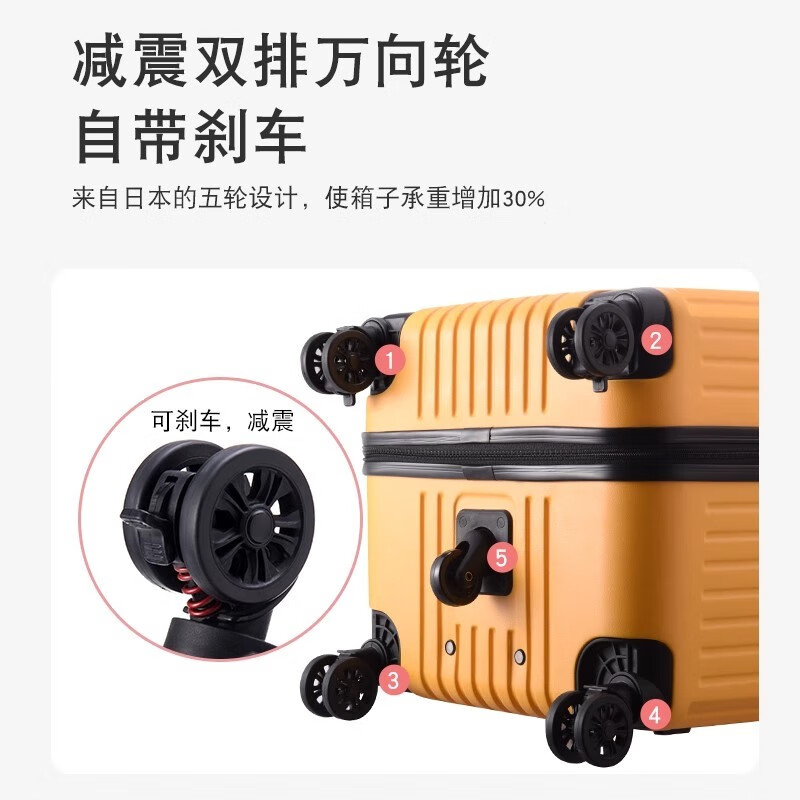 洛斯伯里（Roserooen）大容量加厚行李箱万向轮拉杆旅行箱高颜值出国36寸密码箱男女款 奶白色-弹簧减震刹车轮 28英寸