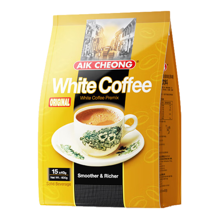 益昌老街（AIK CHEONG OLD TOWN）3合1原味速溶白咖啡粉 沖調(diào)飲品 馬來西亞進口 15條600g