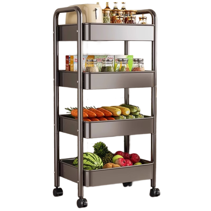 慕亚（MUYA）厨房置物架小推车落地可移动多层架子多功能放果蔬菜篮收纳架