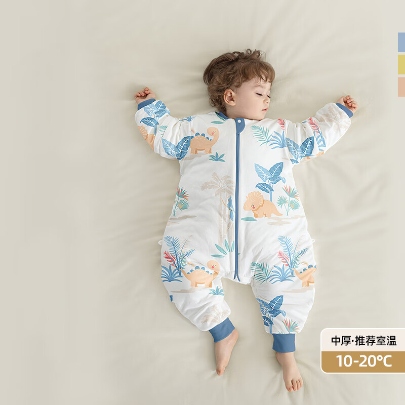 贝肽斯肽柔婴儿睡袋春秋冬新生儿童防踢被分腿感温标识春夏季防惊跳包被 秋冬中厚-感温(10-20℃）从龙 M码 80-95cm(建议1.5-2.5岁）