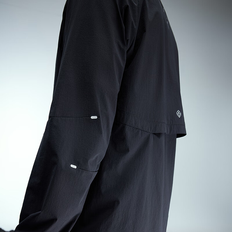 TAGX 探观风行翼轻量跑步外套防泼水防晒排汗透气抗菌耐磨户外运动夹克风衣 礁石黑 L