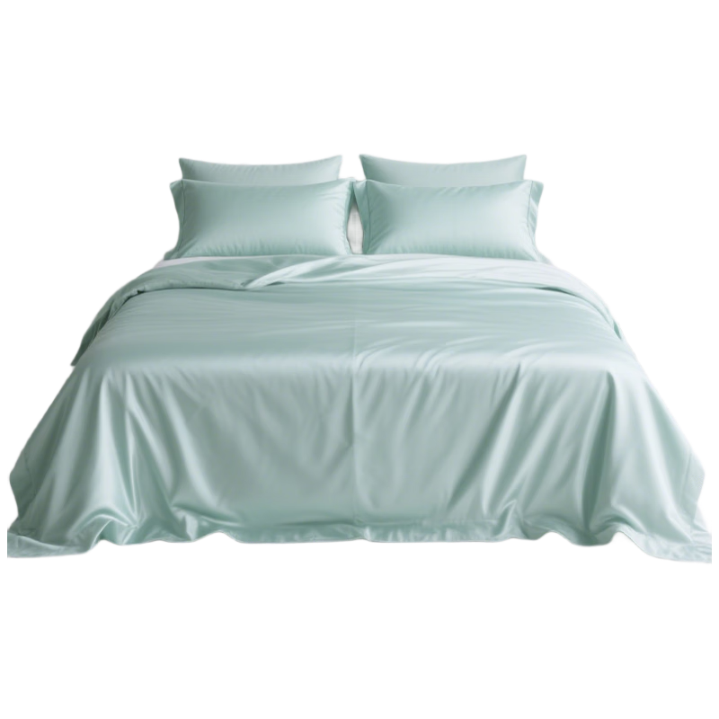 然牌 100%莱赛尔天丝四件套 100支A类冰丝夏天被套床单 碧荷绿 1.5米
