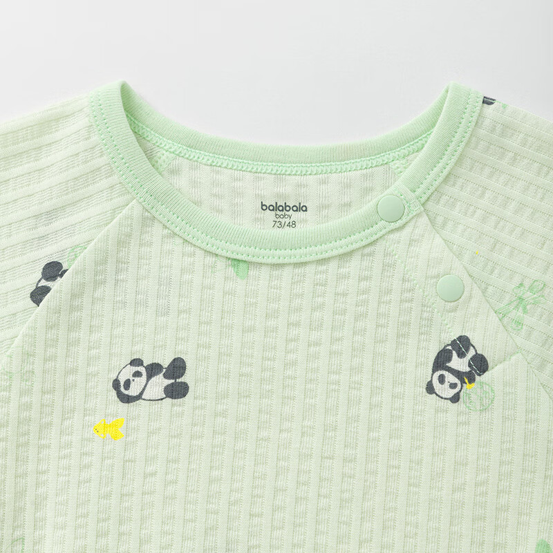 巴拉巴拉婴儿包屁衣男女童爬爬服衣服夏季薄款2025新款两件装新生儿连体衣 绿色调00344 73cm