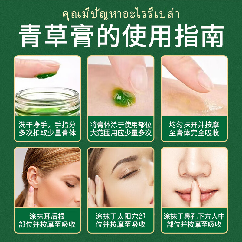 QISE泰国青草膏蚊虫叮咬皮肤瘙痒保湿滋润舒爽紫草膏清凉油四季通用 【蚊虫叮咬】泰国青草膏*1瓶