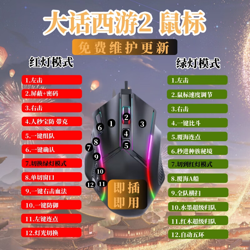 MKESPN大话西游2宏鼠标自动归队覆海A怪经典版横扫怀旧版免费版 【12键】顶配版+超级归队热销款