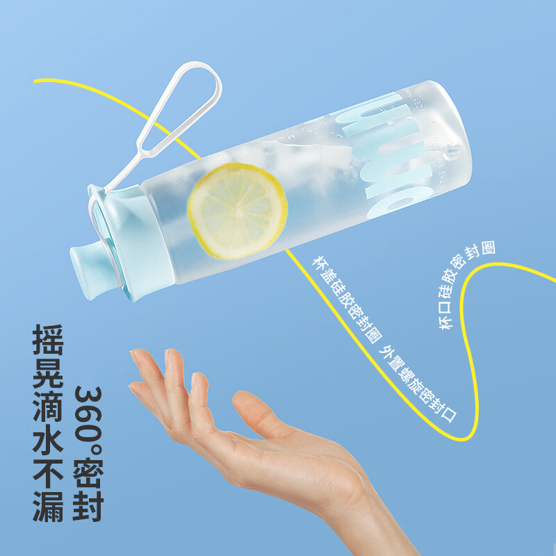 AILUKI日本运动水杯女Tritan大容量高颜值健身水壶耐高温夏便携骑行吸管 亿点蓝780ML【进口Tritan+防摔耐磨】