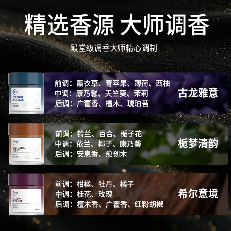 仆旅2025款车载香薰固体希尔顿酒店香膏高档香水汽车持久留香氛摆件 【一次带走3款】希尔+古龙+栀子