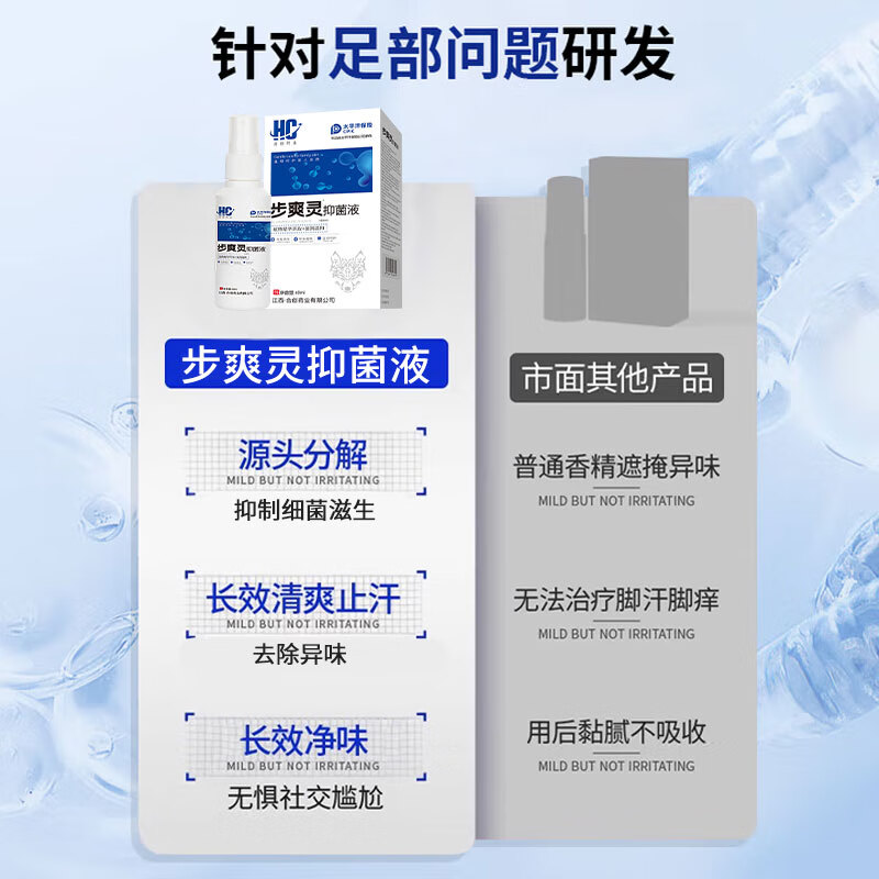 步爽灵抑菌液皮肤瘙痒植物精华护理液脚臭痒脚汗脚喷雾清爽舒缓喷剂成人 植物精华抑菌液60ML*1盒