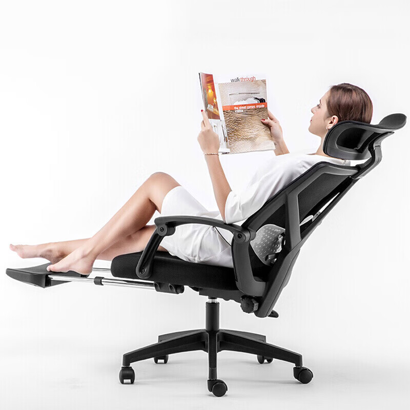 聯(lián)豐【新品】人體工學(xué)椅電競椅家用辦公椅靠背椅老板椅轉(zhuǎn)椅電腦椅家用 黑色腳托款 尼龍腳_旋轉(zhuǎn) 升降扶手