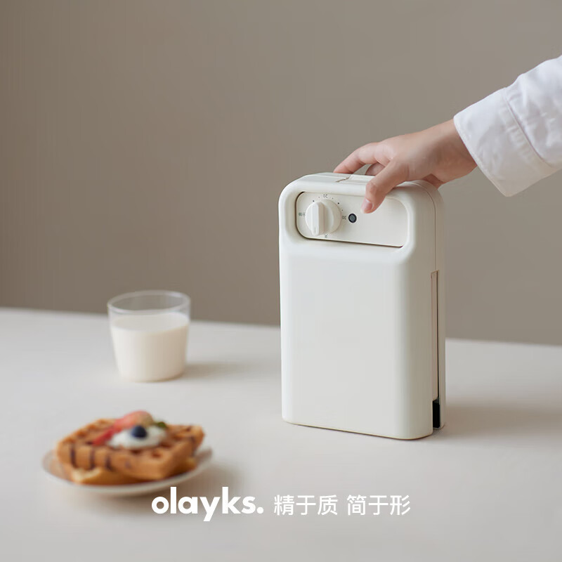 欧莱克（olayks）日韩三明治机定时早餐机家用小型多功 陶白色(三明治)