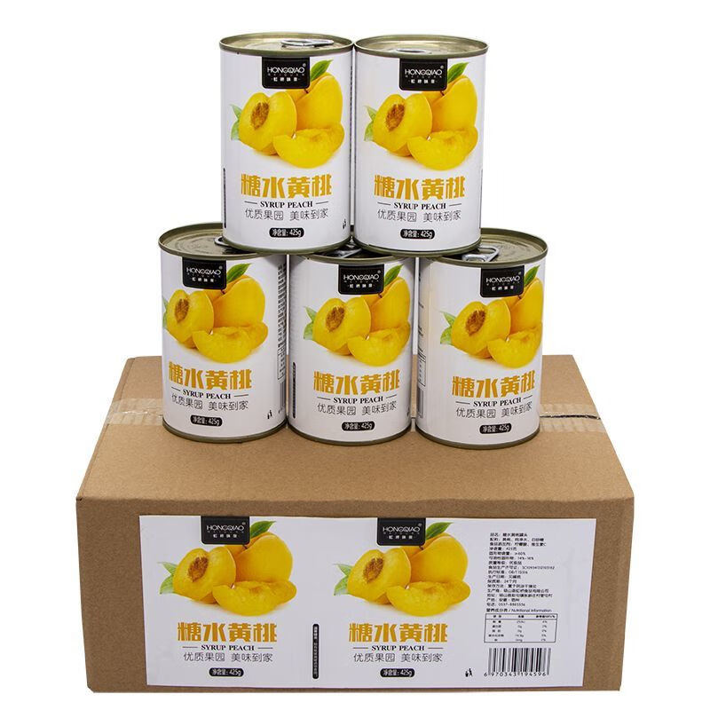 虹橋味泉碭山特產(chǎn)黃桃罐頭整箱12罐新鮮糖水水果罐頭4罐烘焙 碭山黃桃罐頭【4罐裝*425g】