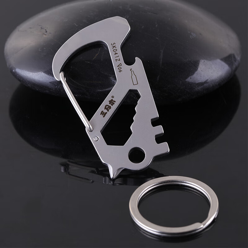 三刃木正品鑰匙扣男士汽車(chē)不銹鋼鑰匙扣便攜帶多功能工具卡開(kāi)瓶器 041Z送卡片刀+鋼圈