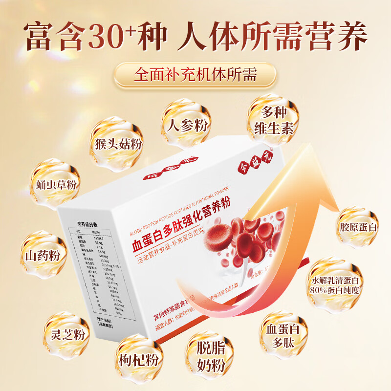 今益元血红蛋白肽水解乳清蛋白质营养粉术后恢复特殊时期补充营养品代餐 1盒体验装【激活免疫 提高体力】 15g*30包