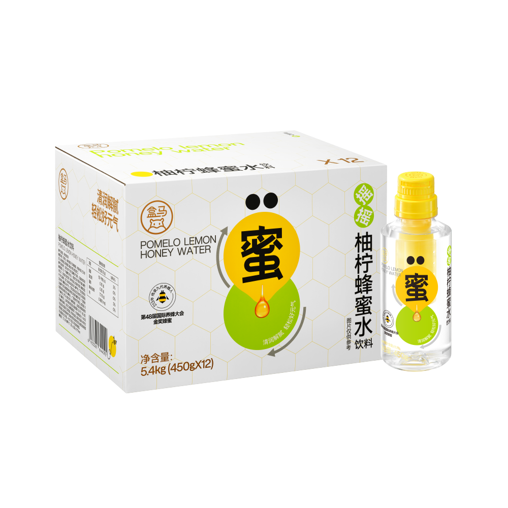 盒马摇摇柚柠百香果蜂蜜水金奖蜂蜜清润解腻分离包装卫生便携解渴饮品 摇摇柚柠蜂蜜水450g*6瓶
