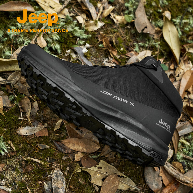 JEEP黑武士老爹鞋男秋冬新款防滑防水徒步登山鞋户外透气休闲运动鞋 经典黑 39