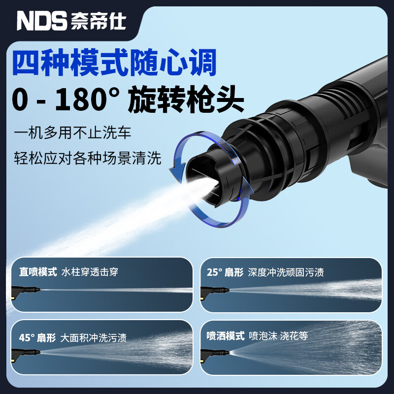奈帝仕高压水枪家商用2025新款大功率便捷式清洗机德国工业级水压洗车机 1000W 德国无刷220V洗车机 【德国无刷洗车机】10米防爆管+高压调节枪