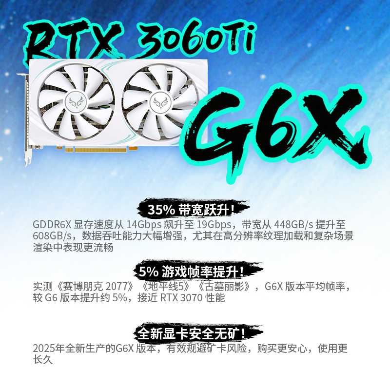 ZEPHYR3060Ti G6X/3070/3070Ti/V2 風神MX 全新游戲顯卡 4070S 3060Ti G6X 風神MX【雙風扇】