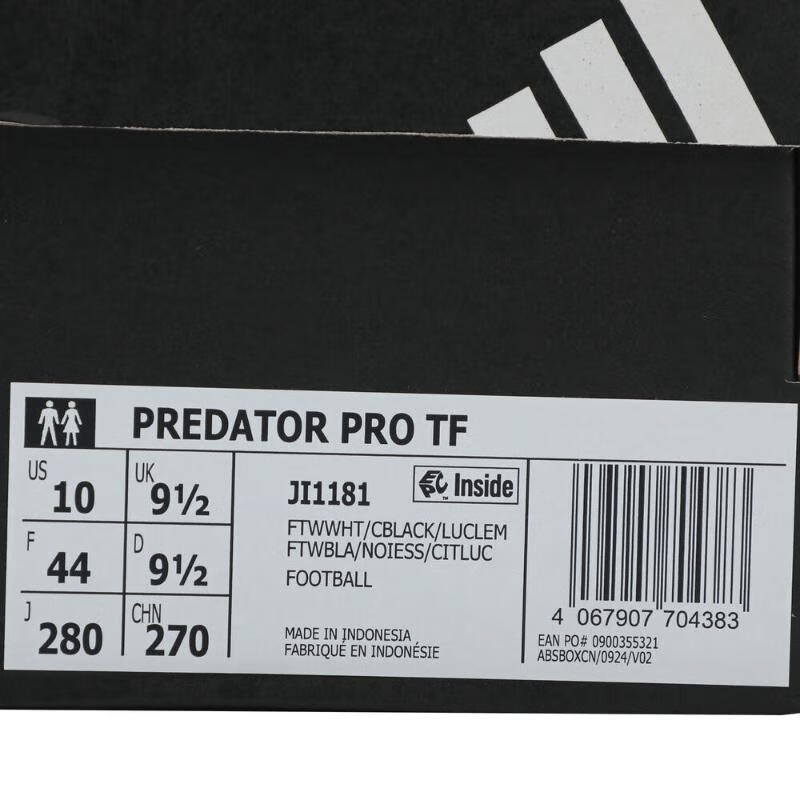 阿迪达斯 (adidas)2025年男女PREDATOR PRO TF足球鞋 JI1181 42