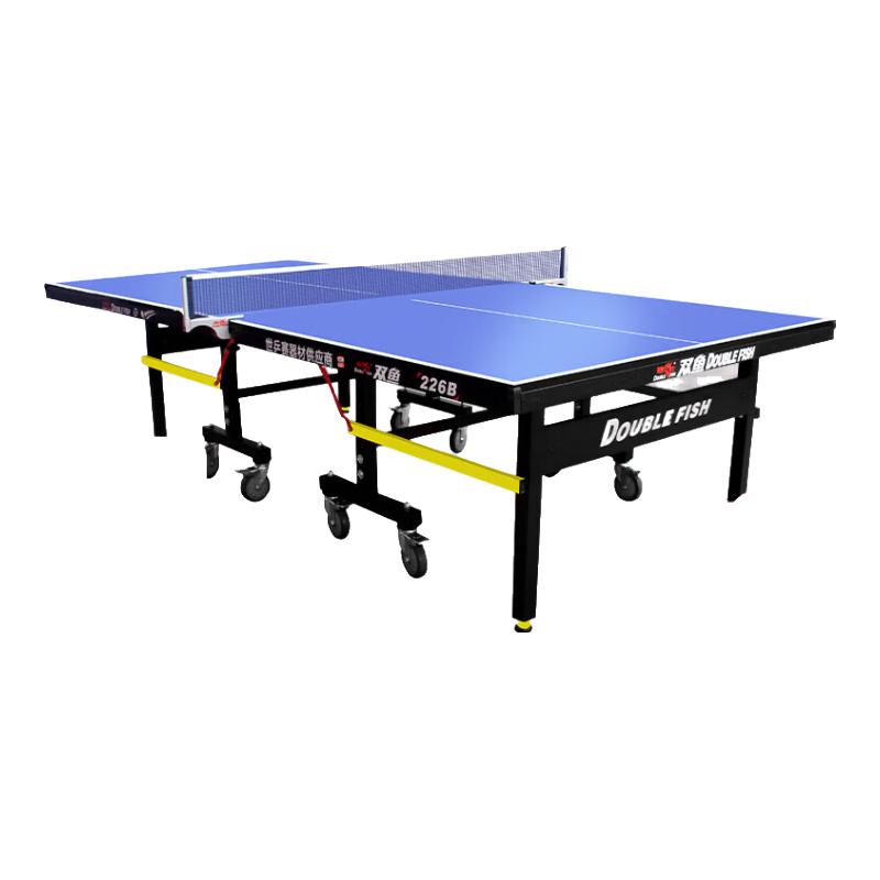 雙魚(DOUBLE FISH)專業(yè)乒乓球桌標(biāo)準(zhǔn)比賽訓(xùn)練室內(nèi)家用訓(xùn)練球桌可折疊式乒乓球臺案子 226B 有輪22MM面板/50MM腳架/可折疊