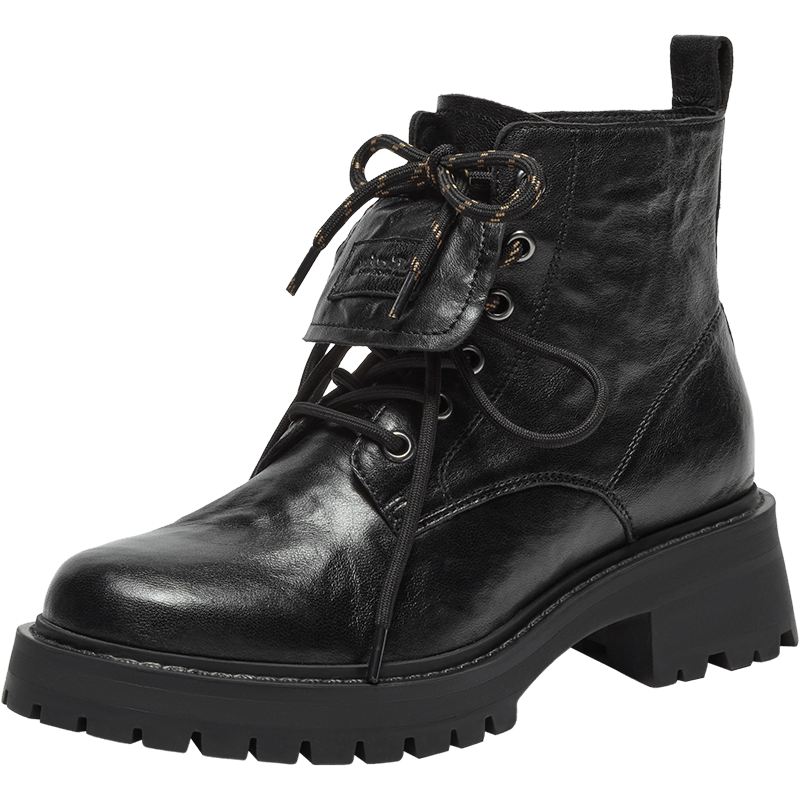 Bata拔佳羊皮英伦马丁靴女冬商场短筒靴WIG29DD5