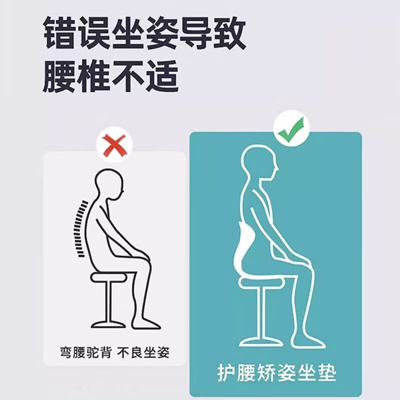 通用护腰坐垫 KUS护腰坐垫椅坐姿座椅子办公室久坐不痛神器美臀颈椎牵 银灰色【豪华款】透气设计护腰美臀