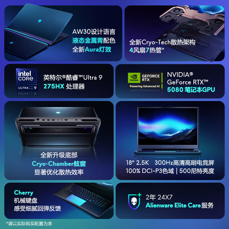 外星人(Alienware)【国家补贴】18英寸 AREA-51 至高 U9/32G/2TB/RTX5090显卡 300Hz高刷屏笔记本电脑 游戏本 1983:U9/32G/1TB/5080 300Hz刷新率