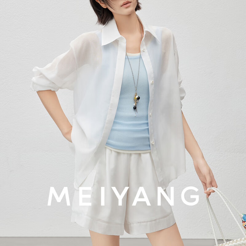 美洋（MEIYANG）海风套装 兜风ootd 休闲宽松衬衫短裤两件套 白色 L